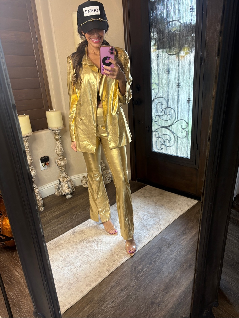 Blue B Metallic Gold Women's Pants & Blazer Set size small